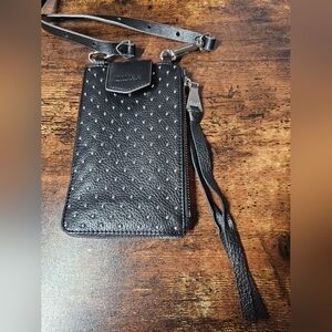 New Aimee Kestenberg Studded Black Leather Phone / RFID Wallet Crossbody